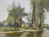 MEYER Carl Theodor 1860-1932,River landscape with house,1885,Galerie Koller CH 2011-06-20
