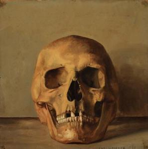 MEYER Carl Theodor 1860-1932,Still life with a skull on a sill,1891,Bruun Rasmussen DK 2021-01-25