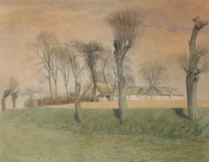 MEYER Carl Theodor 1860-1932,View of a farm,1904,Bruun Rasmussen DK 2017-08-28