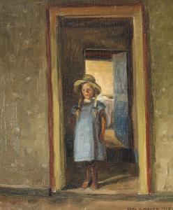 MEYER Carl Vilhelm 1870-1938,Girl standing in doorway,1918,Bruun Rasmussen DK 2023-05-01