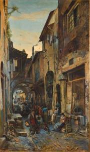 MEYER Edgar 1853-1925,Markttreiben in italienischer Gasse,1885,Wendl DE 2020-06-25