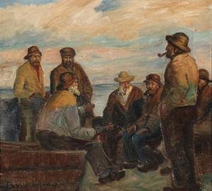 MEYER Emma Eleonora,Fishermen taking a rest in the evening sun,1888,Bruun Rasmussen 2024-03-25