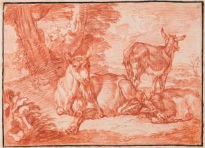 MEYER Felix 1653-1713,Three resting goats.,Galerie Koller CH 2009-03-23