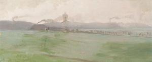 MEYER Henck 1884-1970,Landscape with industry on the horizon,Glerum NL 2011-09-19