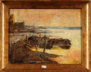 MEYER Isidore 1836-1916,Coucher de soleil sur le port,VanDerKindere BE 2012-06-12