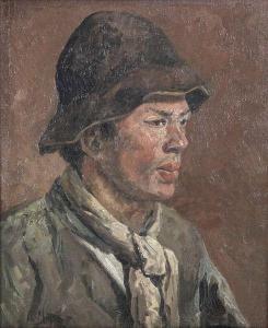 MEYER Isidore 1836-1916,Portret van een jongen met muts en knevel,Bernaerts BE 2014-06-17