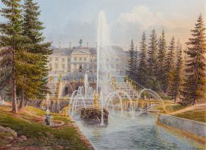 MEYER Johann Jakob 1787-1858,Peterhof Palace Near Saint Petersburg,1844,Van Ham DE 2021-11-18