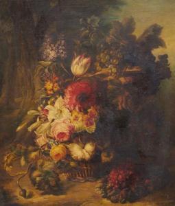 MEYER Louise,Nature morte au panier fleuri sur fond de paysage,1860,Mercier & Cie 2019-02-10