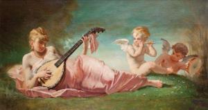 MEYER MAINZ Paul 1864-1909,Jeune femme à la lyre,1887,Aguttes FR 2011-03-18