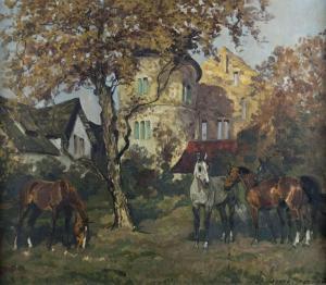 MEYER MORINGEN Helen 1898-1958,Pferde vor der Sababurg,Peter Karbstein DE 2024-03-16