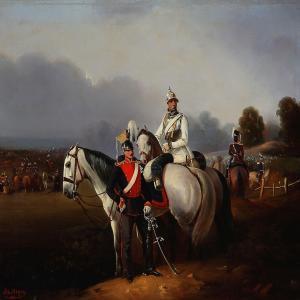 MEYER Otto,Prussian soldiers on horseback - an ulan and a cui,1858,Bruun Rasmussen 2011-12-12
