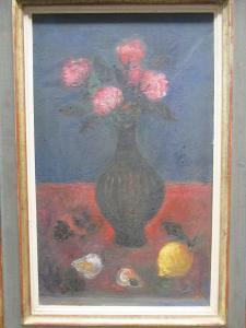 MEYER Rolf 1913-1990,Still life of roses in a vase with a lemon on a table,Cheffins GB 2018-12-13