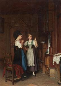 MEYERHEIM Franz Eduard 1838-1880,Two Young Ladies discussing Gold Necklaces,1871,Lempertz 2022-05-21