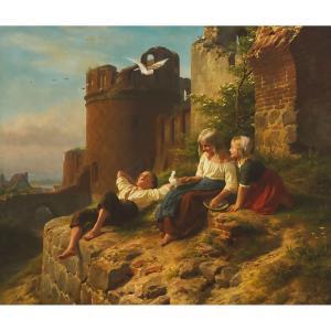 MEYERHEIM Friedrich Edouard 1808-1879,CHILDREN PLAYING BY THE RUINS,1845,Waddington's CA 2023-07-13