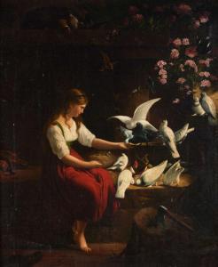 MEYERHEIM Friedrich Edouard 1808-1879,Feeding the Doves,Freeman US 2024-04-17