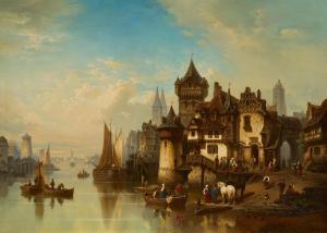 MEYERHEIM Hermann 1815-1880,Ideale Ansicht einer Hafenstadt in Flandern,Van Ham DE 2024-01-30