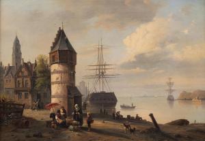 MEYERHEIM Hermann 1815-1880,Port nad Morzem Bałtyckim,Sopocki Dom Aukcjny PL 2019-11-30