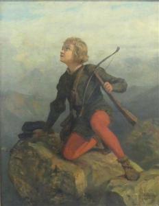 MEYERHEIM Paul Wilhelm,junger Mann kniet auf einem Felsvorsprung mit sein,Georg Rehm 2020-12-04