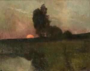 Meyers Isidore 1836-1917,Coucher de soleil en Campine,Horta BE 2024-04-22