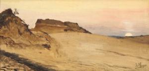 Meyers Isidore 1836-1917,Sunset over the dunes.,Bruun Rasmussen DK 2019-08-05