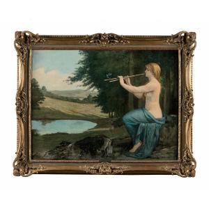 MEYNIER Jules Joseph 1826-1903,La joueuse de flûte dans un paysage,Tajan FR 2018-03-22