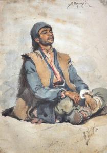 MEZENNOV A,Jeune homme assis,1886,Desbenoit-Fierfort & Associes FR 2014-02-10