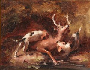 MEZZARA Charles 1800-1800,A Study of Two Dogs bringing down a Deer,John Nicholson GB 2020-09-25