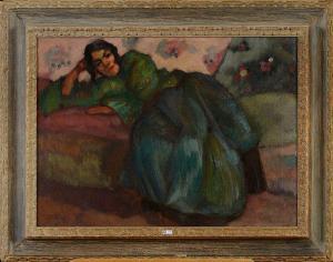 MICHA Jean Pierre 1890-1969,Femme allongée dans un intérieur,VanDerKindere BE 2018-03-27