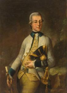 MICHAEL FRANZ Johann 1715-1793,Portrait eines Adeligen mit Degen und Stock,1774,Zeller DE 2016-09-24