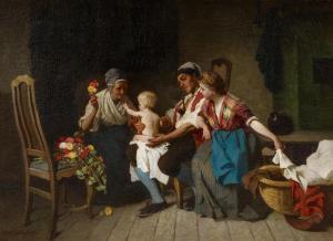 MICHAEL Max 1823-1891,Interieur mit Bauernfamilie,1864,Van Ham DE 2019-05-16