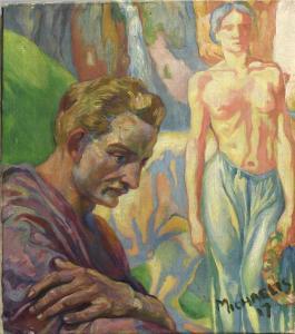 MICHAELIS Arthur 1864-1946,Maler mit seiner Muse,1917,Reiner Dannenberg DE 2013-09-13