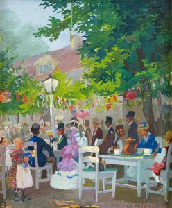 MICHAELIS Oscar 1872-1946,Im Cafégarten,1872,Van Ham DE 2017-01-24