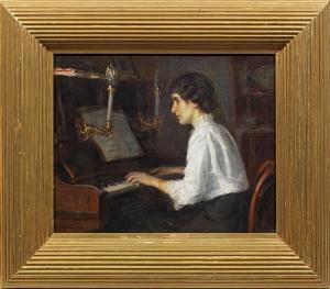 MICHAELIS Oscar 1872-1946,Junge Dame am Klavier,1914,Schloss DE 2021-09-04