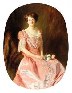 MICHAELIS Oscar 1872-1946,Portrait of a Lady in a Pink Dress,1914,Palais Dorotheum AT 2018-06-19