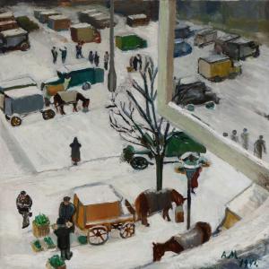 MICHAELSEN Amalie 1888-1960,Street view at wintertime,Bruun Rasmussen DK 2016-05-23