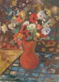 MICHAELY Karl 1922-2007,Sommerblumenstrauß in roter Vase,1949,DAWO Auktionen DE 2007-07-14