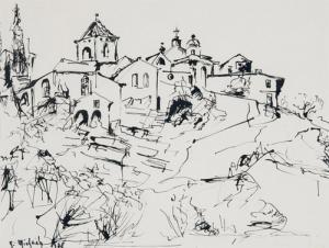 MICHAELY Karl,Vaison laRomaine Blick auf den Ort mit den Kirchen,1976,DAWO Auktionen 2011-02-24