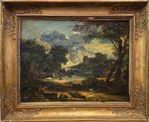 MICHALLON Achille Etna 1796-1822,Paysage antique à la rivière et à la ville forti,1847,Eric Caudron 2022-09-30