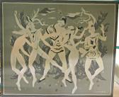 MICHEL André 1945,group of five dancers and musicians in a wooded se,20th century,Wotton 2021-11-08