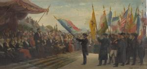 MICHEL Ernest Barthelémy 1833-1902,Le salut des drapeaux sur la place du Peyrou,Sotheby's 2022-10-20