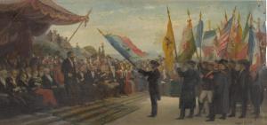 MICHEL Ernest Barthelémy 1833-1902,Le salut des drapeaux sur la place du Peyrou,Sotheby's 2023-01-30