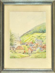 MICHEL F 1900,Dorfansicht inmitten von Hügeln,1960,Allgauer DE 2015-07-09