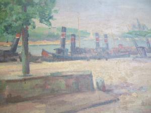 Michel T 1900-2000,Steam boats moored on the Seine,Bellmans Fine Art Auctioneers GB 2010-01-20