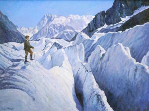 MICHELET Jacques 1900-1900,Alpiniste dans les seracs,Aguttes FR 2014-05-15