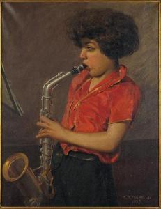 MICHELI G. Armando 1900-1900,Young Saxophone Player,1929,Susanin's US 2020-12-09