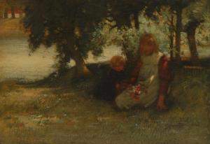 MICHIE James Coutts 1861-1919,Dappled Sunlight, Childern in an Orc,Bamfords Auctioneers and Valuers 2021-10-14