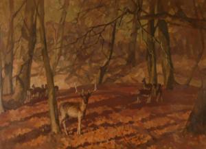 MICKLEM HUGH,Stags in woodland,1889,Burstow and Hewett GB 2009-01-28
