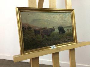 MIDDLETON J.,HIGHLAND CATTLE AT A LOCH'S EDGE,1899,McTear's GB 2022-11-04