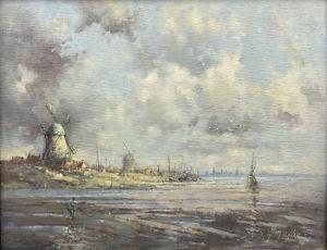 MIDGLEY DONALD G 1918-1995,'Barges Amsterdam - On the Estuary' ,20th Century,David Duggleby Limited 2022-12-03