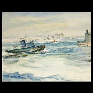 MIDGLEY Waldo 1888-1986,Tugboats in the Hudson,1964,Auctions by the Bay US 2008-05-04